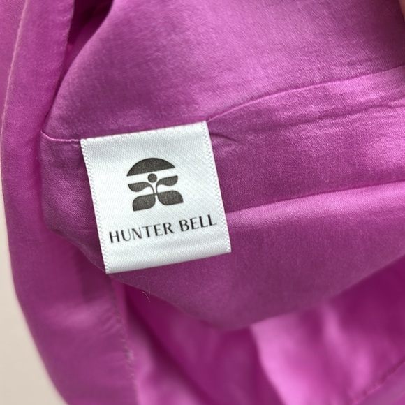 Hunter Bell Milli top, silky fuchsia pink ruffle neck/sleeve relaxed fit blouse - Picture 11 of 12